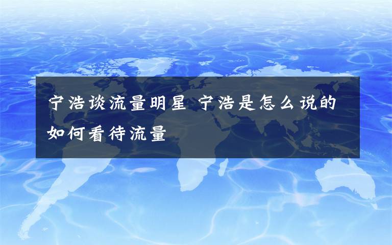 宁浩谈流量明星 宁浩是怎么说的如何看待流量