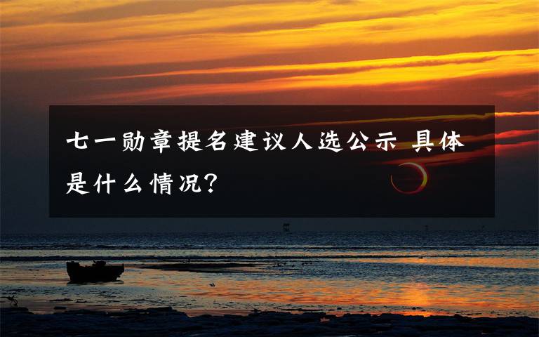 七一勋章提名建议人选公示 具体是什么情况？