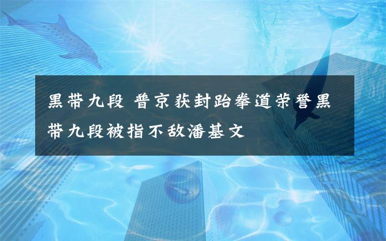 黑带九段 普京获封跆拳道荣誉黑带九段被指不敌潘基文