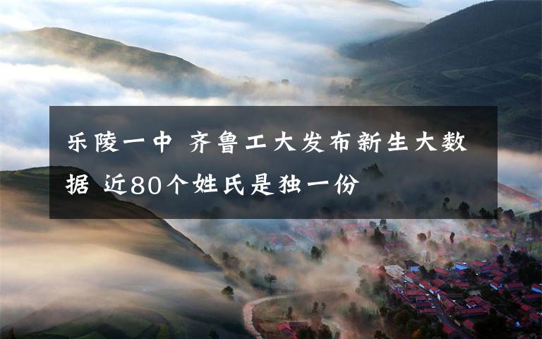 乐陵一中 齐鲁工大发布新生大数据 近80个姓氏是独一份