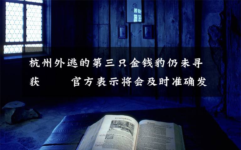 杭州外逃的第三只金钱豹仍未寻获   官方表示将会及时准确发布工作进展情况 事件的真相是什么？