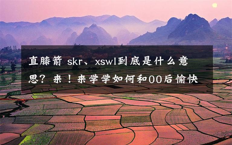 直膝箭 skr、xswl到底是什么意思？来！来学学如何和00后愉快地交谈....