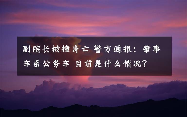 副院长被撞身亡 警方通报：肇事车系公务车 目前是什么情况？