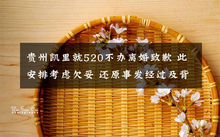 贵州凯里就520不办离婚致歉 此安排考虑欠妥 还原事发经过及背后原因！