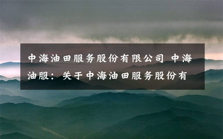 中海油田服务股份有限公司 中海油服：关于中海油田服务股份有限公司控股股东及其他关联方资金占用情况的专项说明