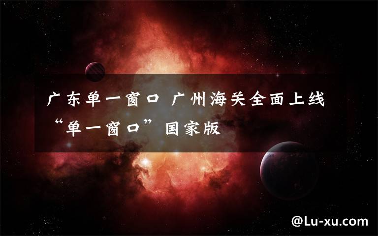 广东单一窗口 广州海关全面上线“单一窗口”国家版