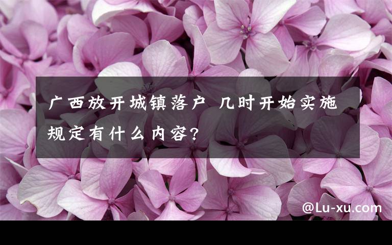 广西放开城镇落户 几时开始实施规定有什么内容?