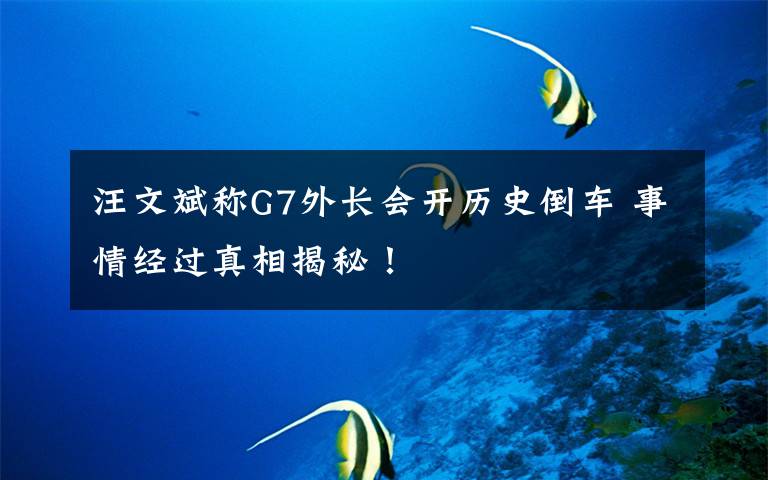 汪文斌称G7外长会开历史倒车 事情经过真相揭秘！