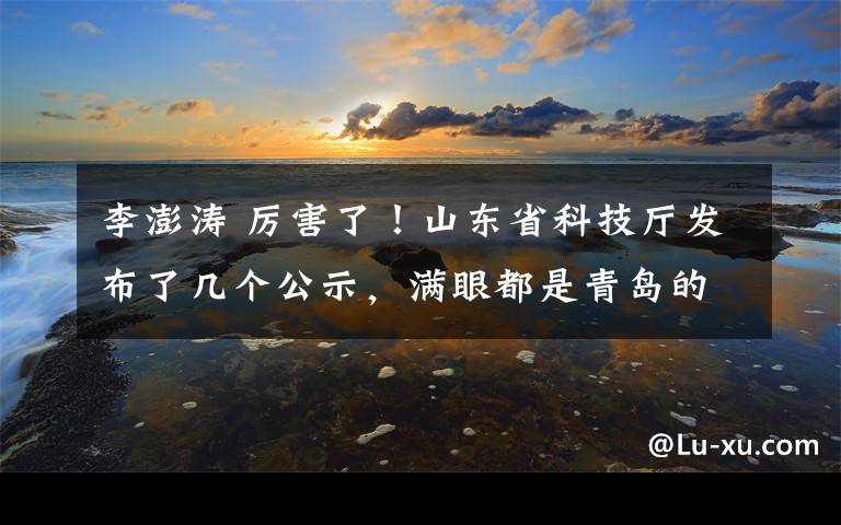 李澎涛 厉害了！山东省科技厅发布了几个公示，满眼都是青岛的项目！
