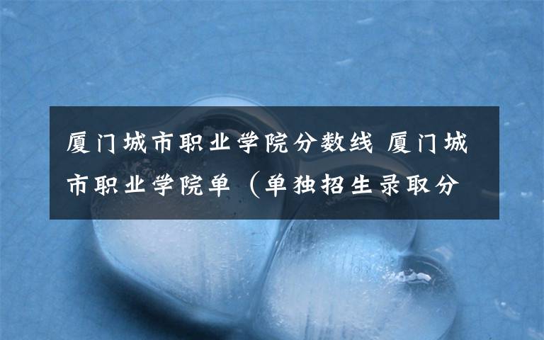 厦门城市职业学院分数线 厦门城市职业学院单（单独招生录取分数线）