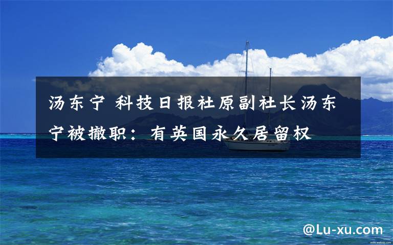 汤东宁 科技日报社原副社长汤东宁被撤职：有英国永久居留权