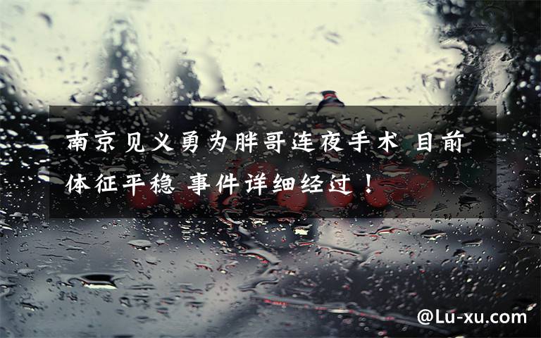 南京见义勇为胖哥连夜手术 目前体征平稳 事件详细经过！
