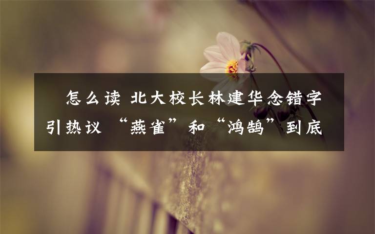 狌怎么读 北大校长林建华念错字引热议 “燕雀”和“鸿鹄”到底都是什么鸟？
