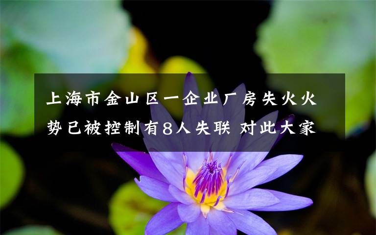 上海市金山区一企业厂房失火火势已被控制有8人失联 对此大家怎么看？