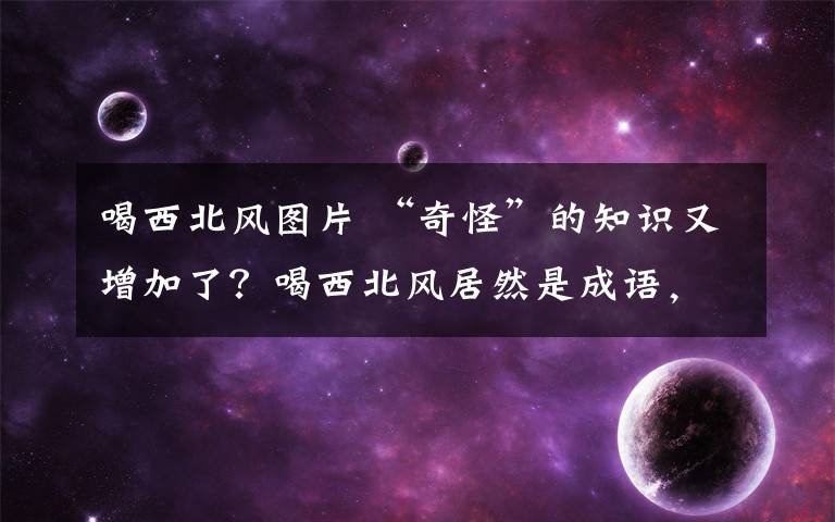 喝西北风图片 “奇怪”的知识又增加了？喝西北风居然是成语，撒贝宁：我把手卡吃掉