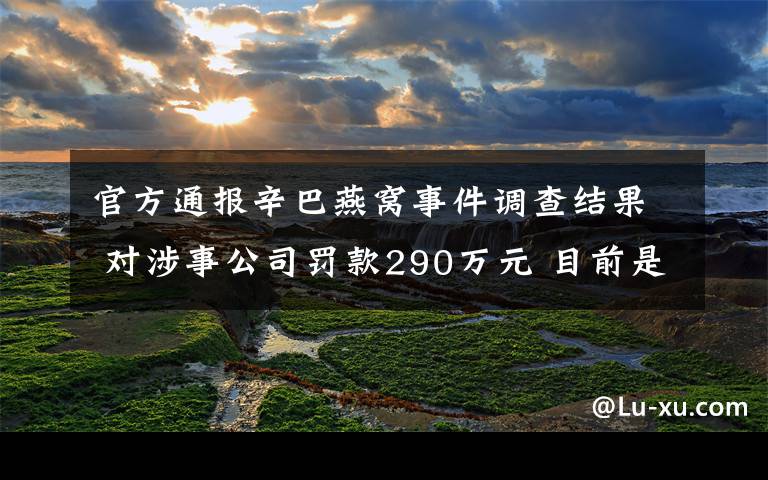 官方通报辛巴燕窝事件调查结果 对涉事公司罚款290万元 目前是什么情况？