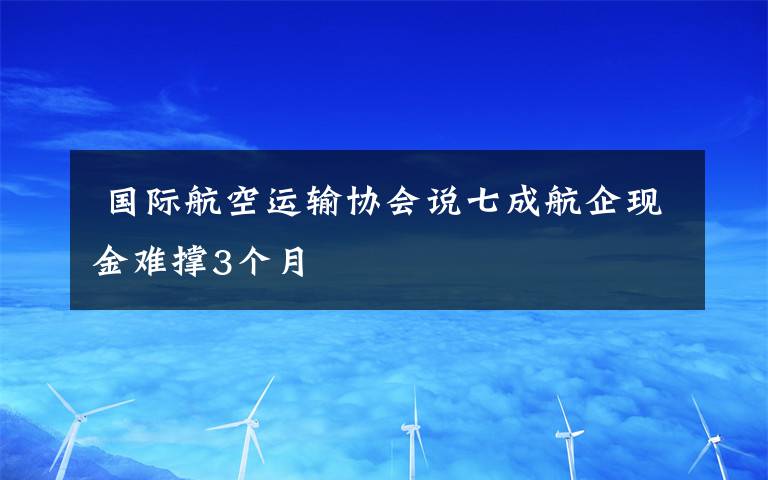  国际航空运输协会说七成航企现金难撑3个月