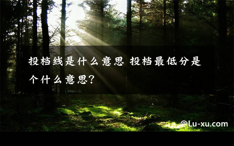 投档线是什么意思 投档最低分是个什么意思？