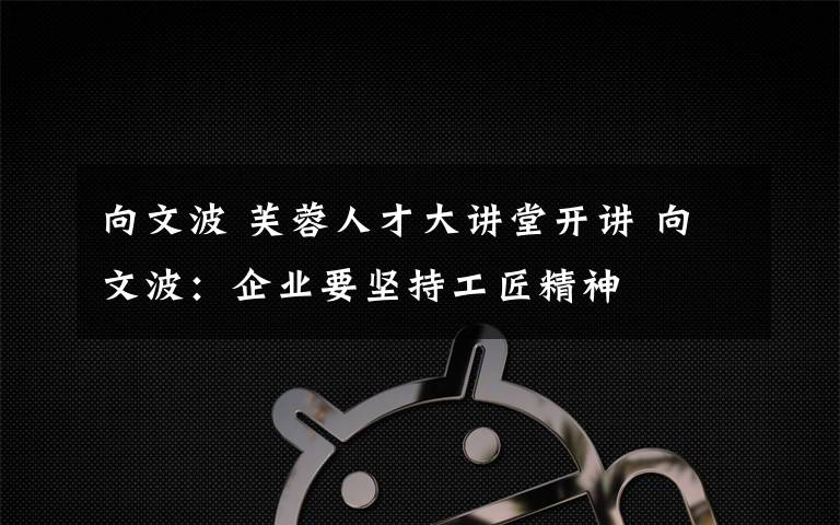 向文波 芙蓉人才大讲堂开讲 向文波：企业要坚持工匠精神
