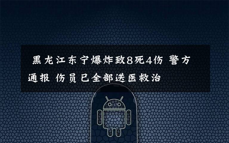  黑龙江东宁爆炸致8死4伤 警方通报 伤员已全部送医救治