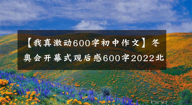 【我真激动600字初中作文】冬奥会开幕式观后感600字2022北京冬奥会观后感小学生中学生