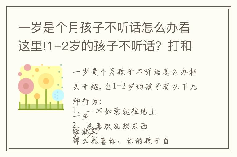 一岁是个月孩子不听话怎么办看这里!1-2岁的孩子不听话？打和骂都不管用，真正管用的方法是这4个