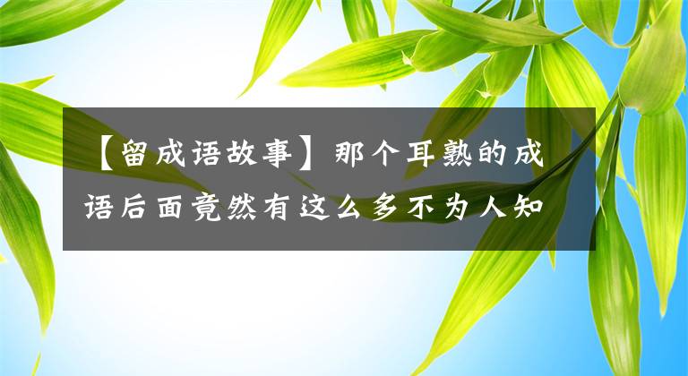 【留成语故事】那个耳熟的成语后面竟然有这么多不为人知的结局