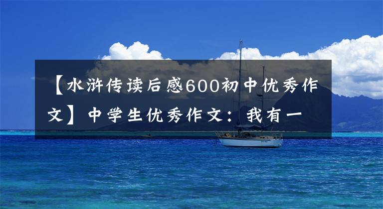【水浒传读后感600初中优秀作文】中学生优秀作文：我有一种作为四风论英雄读《水浒传》的感觉。