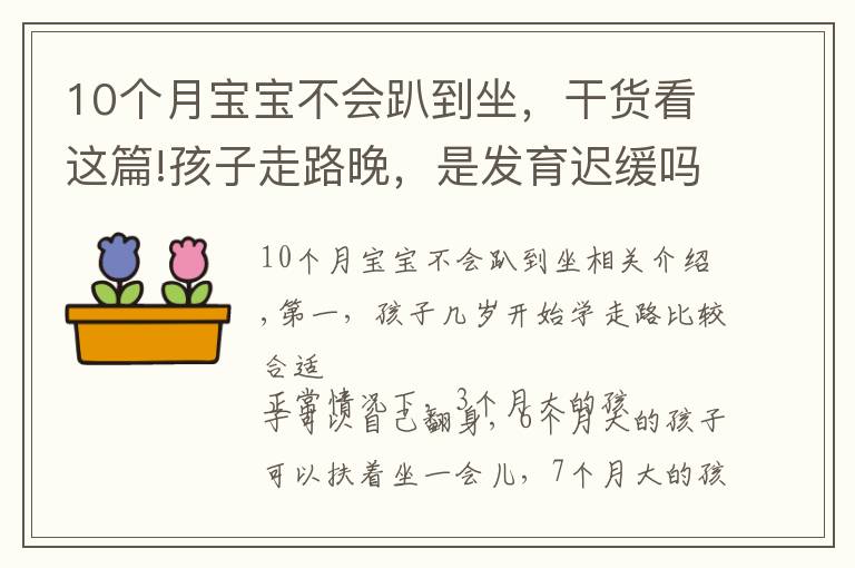 10个月宝宝不会趴到坐，干货看这篇!孩子走路晚，是发育迟缓吗？多大走路才算正常？