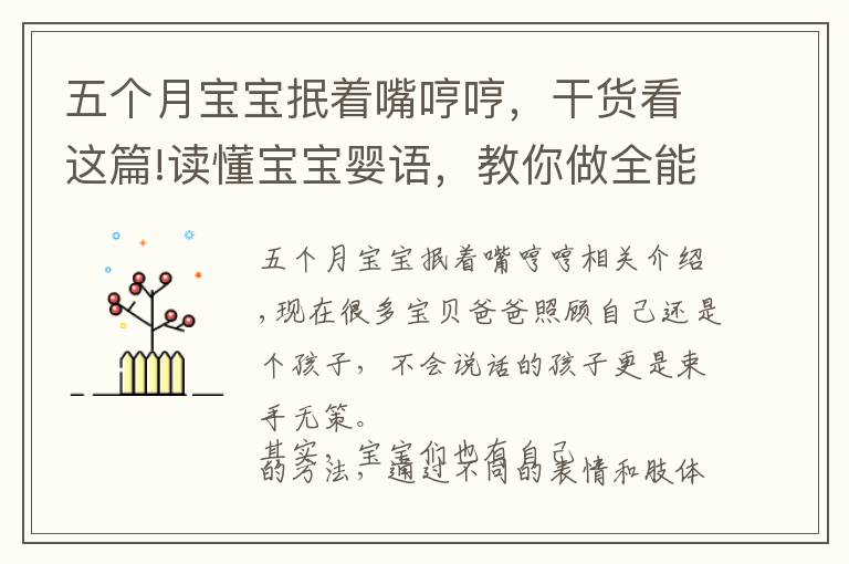 五个月宝宝抿着嘴哼哼，干货看这篇!读懂宝宝婴语，教你做全能妈咪