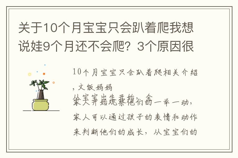 关于10个月宝宝只会趴着爬我想说娃9个月还不会爬？3个原因很关键，用对方法助宝宝爬行一臂之力