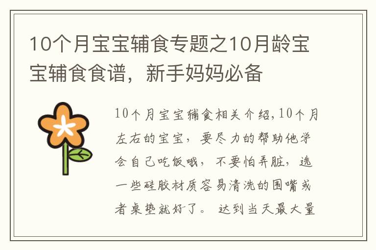 10个月宝宝辅食专题之10月龄宝宝辅食食谱，新手妈妈必备