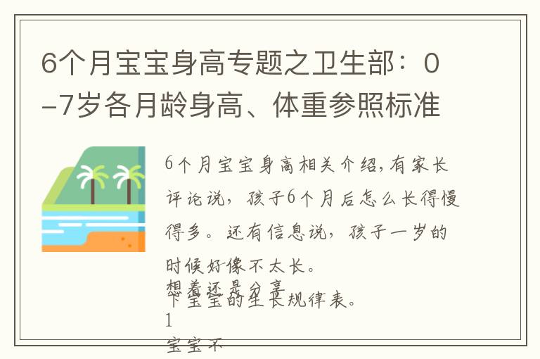 6个月宝宝身高专题之卫生部：0-7岁各月龄身高、体重参照标准，你家孩子达标了吗？