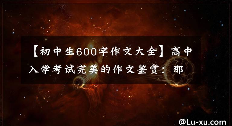 【初中生600字作文大全】高中入学考试完美的作文鉴赏：那天，阳光真的很好