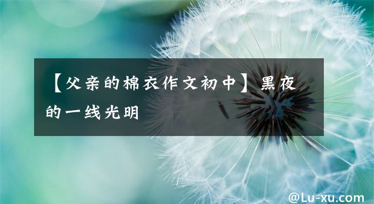 【父亲的棉衣作文初中】黑夜的一线光明