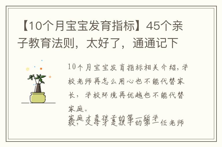 【10个月宝宝发育指标】45个亲子教育法则，太好了，通通记下来