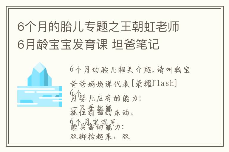 6个月的胎儿专题之王朝虹老师 6月龄宝宝发育课 坦爸笔记