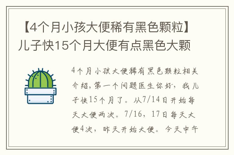 【4个月小孩大便稀有黑色颗粒】儿子快15个月大便有点黑色大颗粒物质咋办？拉肚子怎么办？