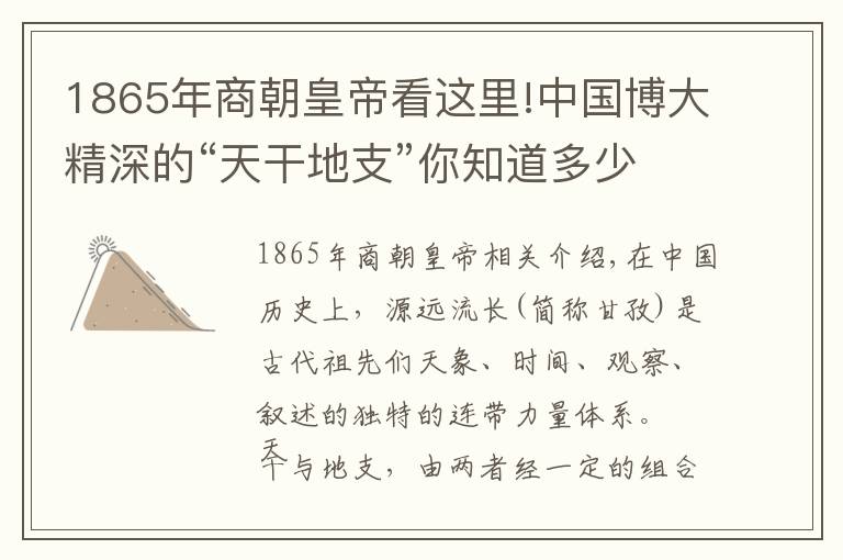 1865年商朝皇帝看这里!中国博大精深的“天干地支”你知道多少？