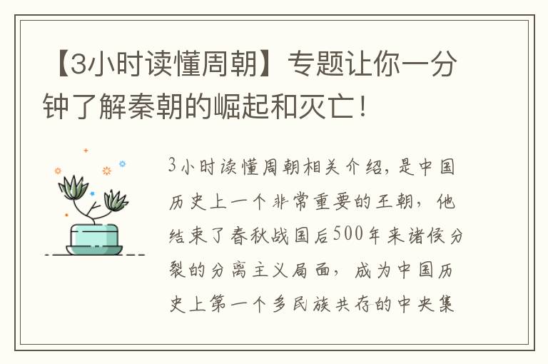 【3小时读懂周朝】专题让你一分钟了解秦朝的崛起和灭亡！