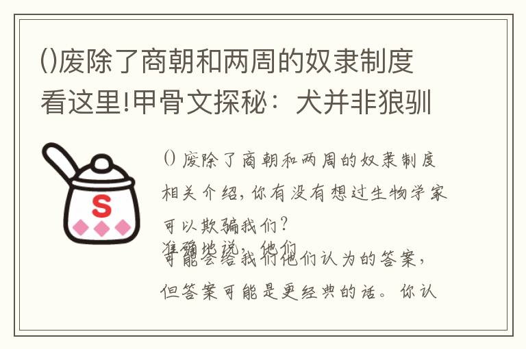 废除了商朝和两周的奴隶制度看这里!甲骨文探秘：犬并非狼驯化来，甲骨文显示猫和狼不是中国本土物种