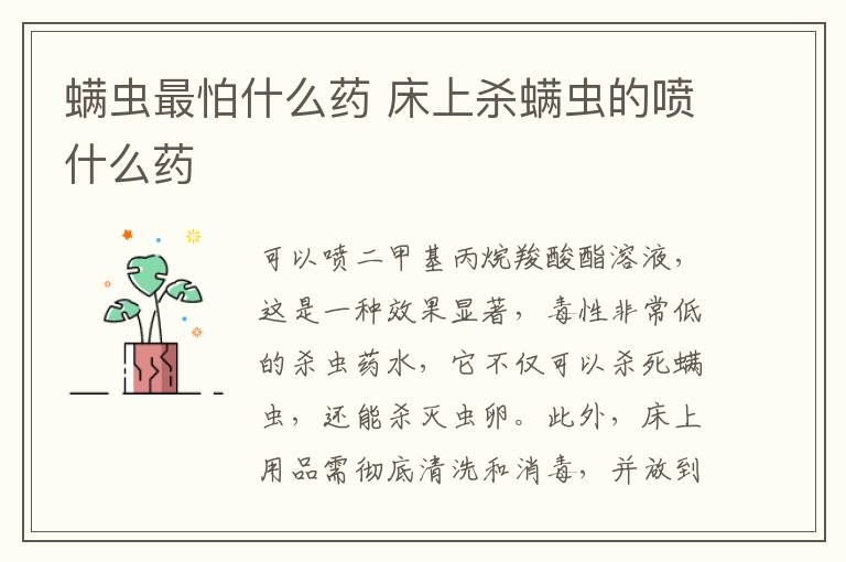 螨虫最怕什么药 床上杀螨虫的喷什么药