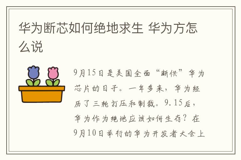 华为断芯如何绝地求生 华为方怎么说