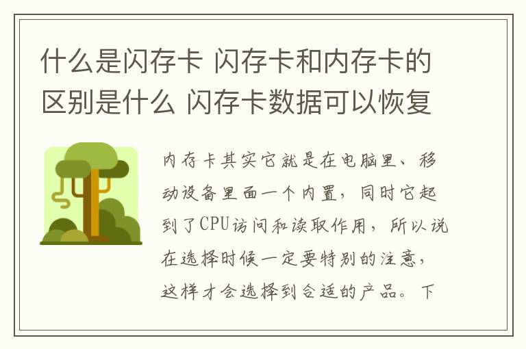 什么是闪存卡 闪存卡和内存卡的区别是什么 闪存卡数据可以恢复吗