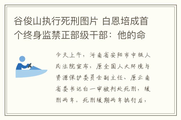 谷俊山执行死刑图片 白恩培成首个终身监禁正部级干部：他的命运一年前已注定