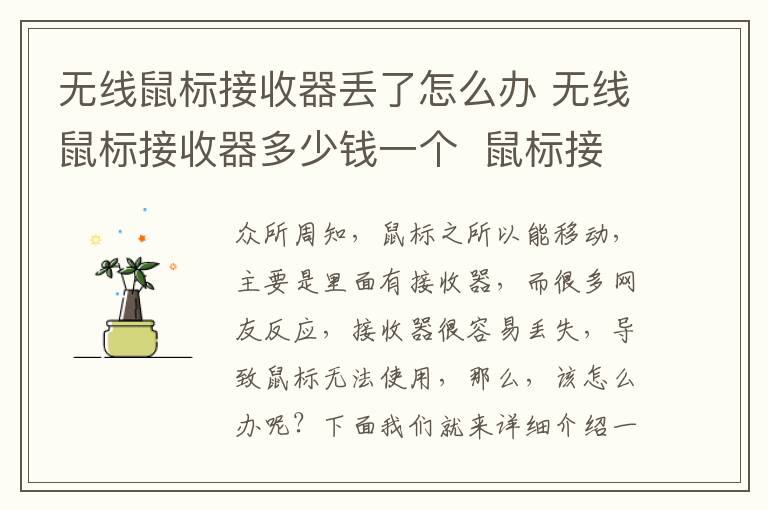 无线鼠标接收器丢了怎么办 无线鼠标接收器多少钱一个 鼠标接收器丢了怎么处理