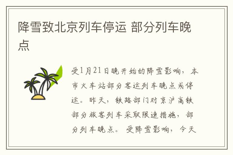 降雪致北京列车停运 部分列车晚点