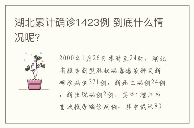湖北累计确诊1423例 到底什么情况呢？