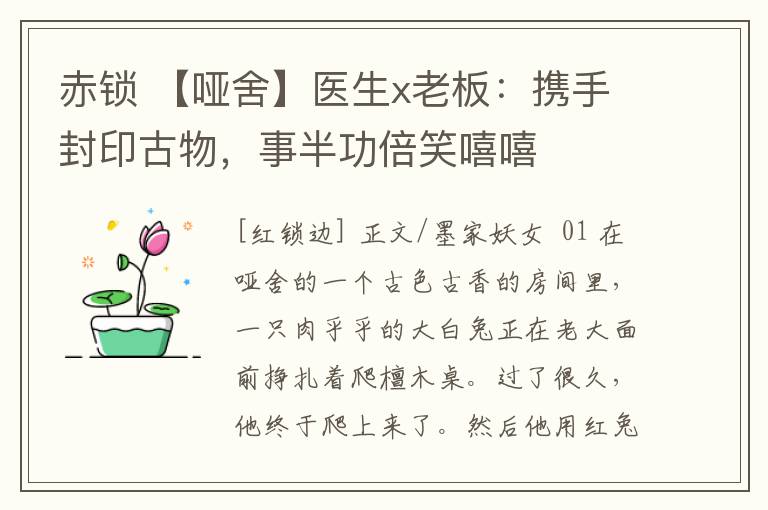 赤锁 【哑舍】医生x老板：携手封印古物，事半功倍笑嘻嘻