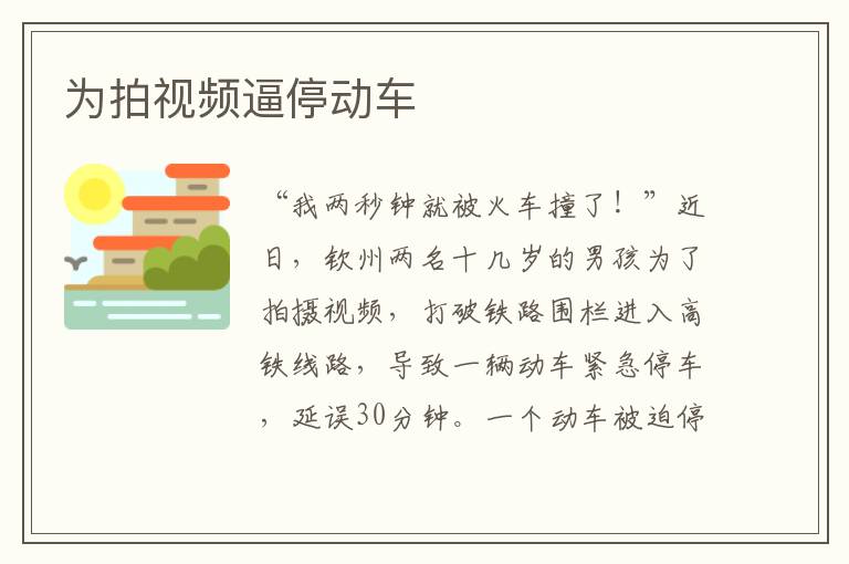 为拍视频逼停动车